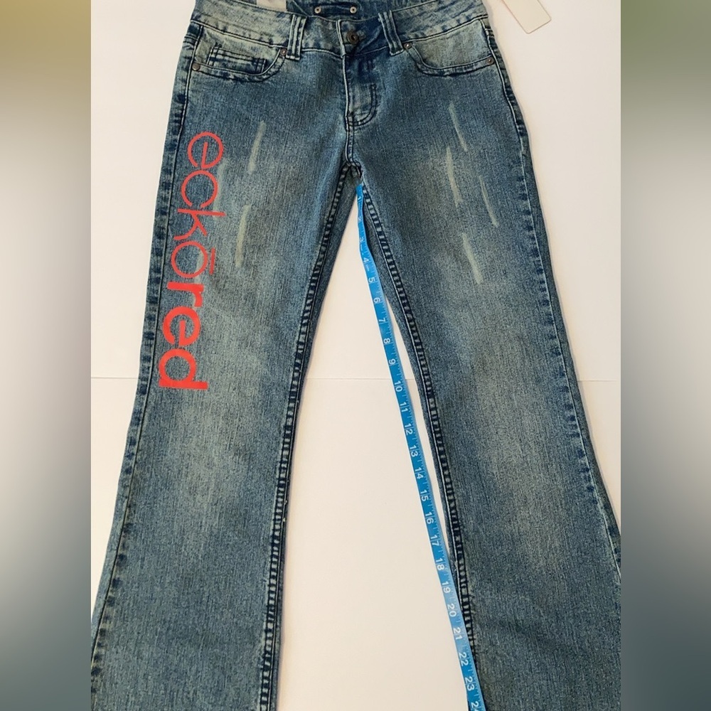 NWT Ecko Red Boot cut Jeans logo street wear sand distressed size 3​ vintage 90